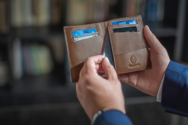 Credit cards in a businessman's wallet